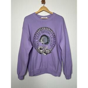 Free People Key West Diving League Boyfriend Sweatshirt Size Small Purple